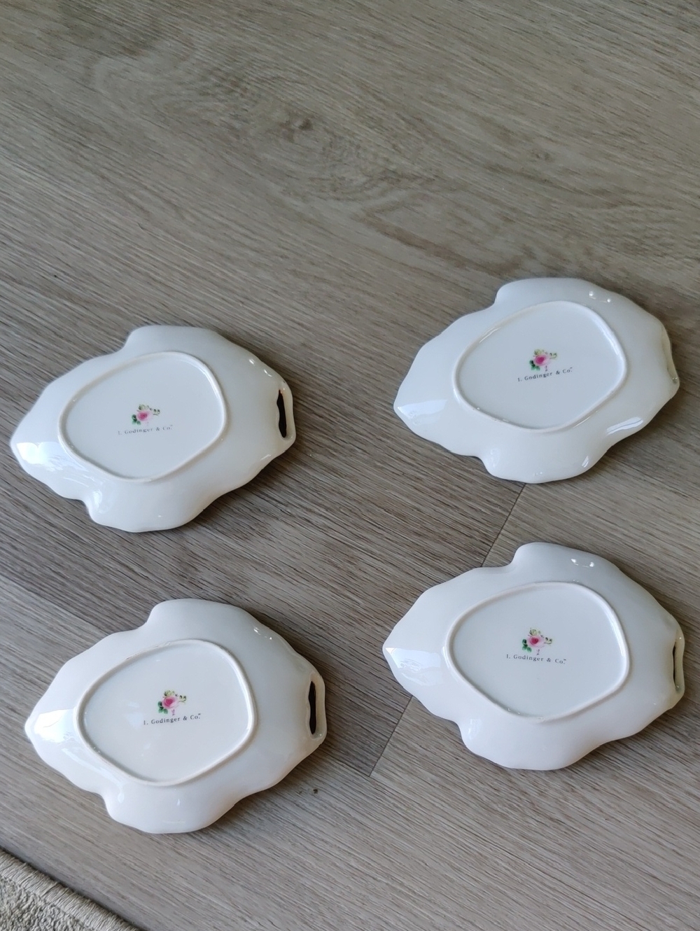 Lot Of 4 Vintage I.Godinger &Co Porcelain Leaves Shaped Dishes Y2K Cottagecore - Picture 2 of 6